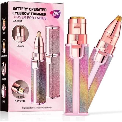 2 en 1 Épilateur de Sourcils Électrique Tondeuse à Sourcils avec deux têtes pour lèvres nez visage (1/4)