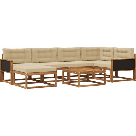 Outdoor-Sofagarnitur mit Kissen 7 pcs Natur und Beige vidaXL