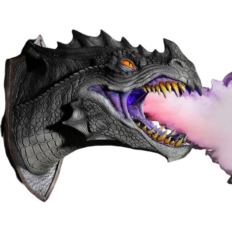 Accessoires de dragon 3D Décoration de dragon d'Halloween Lampe à fumée dinosaure murale (1/5)