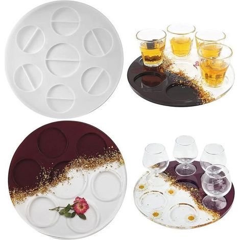 Moule resine epoxy,Moule en Epoxy pour la Fabrication de Verres à Vin, Plateau de Service Résine Moule pour Bar, Cuisine, Fête (1/4)