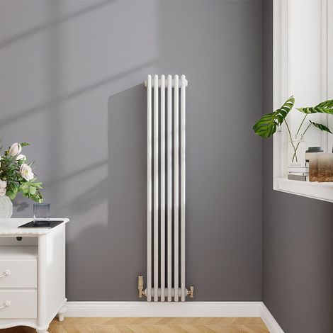 Biubiubath Traditional Cast Iron Style Radiator Vertical 4 Column White 1500x290mm