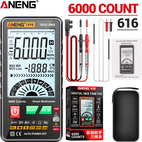 Nannigr Multimètre numérique 616 TRMS noir sans pile