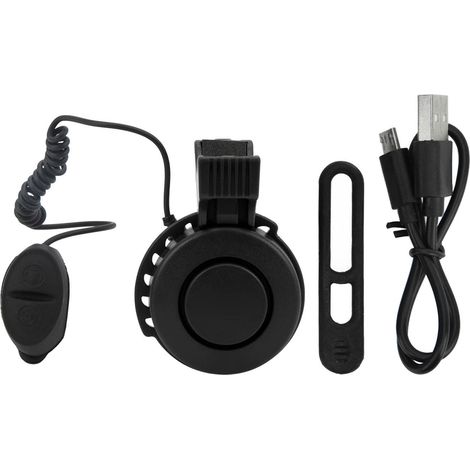 Klaxon de Vélo Électrique Imperméable, Rechargeable USB pour VTT, Scooter et Vélo de Route, Monture Guidon Noir (1/5)