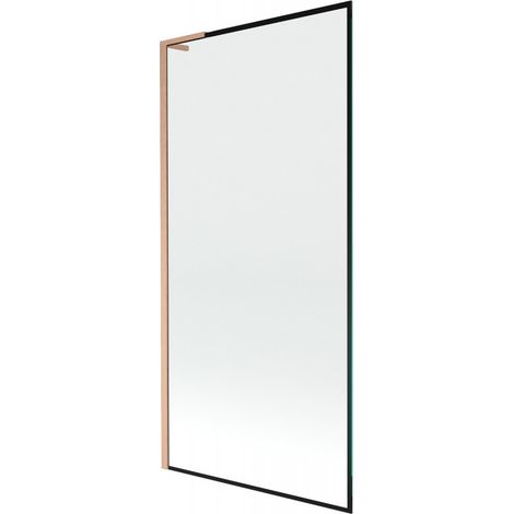 Mexen Next L paratia per vasca da bagno a 1 anta 90 x 150 cm, cornice nera, rame spazzolato - 895-090-000-03-70-65 (1/5)