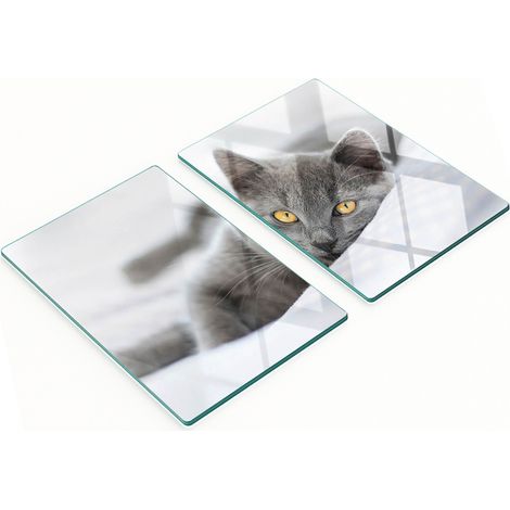 Tavole decorative multifunzionali da cucina in vetro temperato, colore grigio gatto, 2x40x52 cm (1/5)