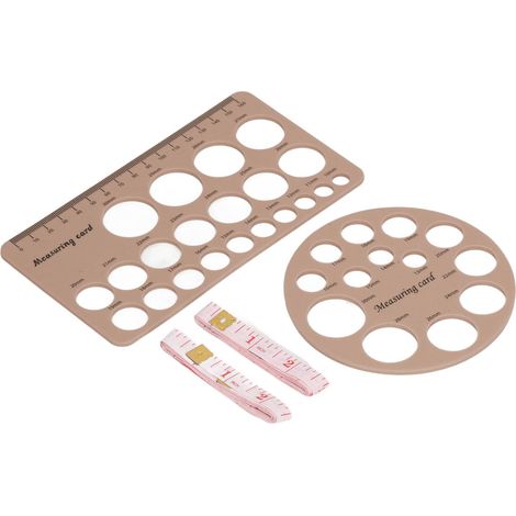 Lot de règles de mesure de bride en silicone pour tire-lait, marron clair, rondes et rectangulaires, outil de dimensionnement de tétine (1/5)