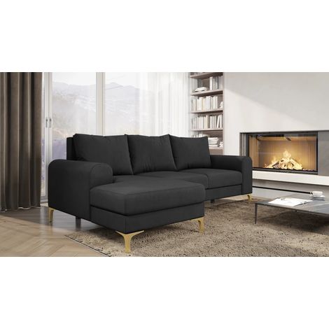 Instra Left Hand Facing Fabric Corner Sofa Bed - Dark Grey (1/3)