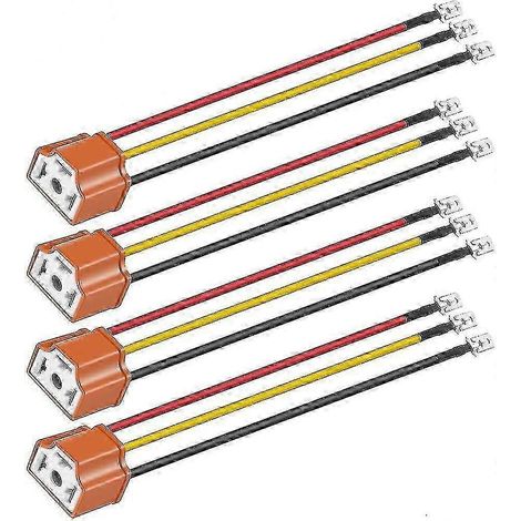4pcs 12v-24v H4 Hb2 9003 Cramique Prise Femelle Pour Connecteur De Phare, 3 Pin Phare Douille De Voiture, Auto Support De Ampoule Cramique H4, Kit De (1/5)