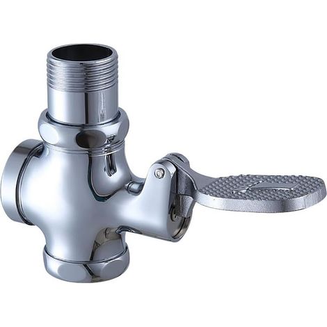 Robinet de chasse d'eau à pédale, robinet de chasse d'eau pour urinoir à noyau de cuivre, interrupteur de robinet de toilette, adapté aux salles de bains, centres commerciaux, restaurants (1/4)