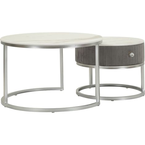 COFFEE TABLES GREYS SET 2 PCS CM Ø 70X45-50X40 (1/5)