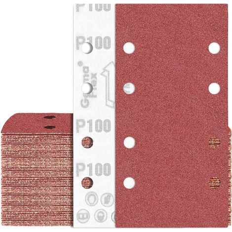 80 Stück Schleifpapier 93x185 mm Klett P100 8-Loch (1/5)