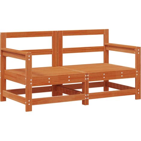 Garden Corner Sofa Solid Pine Wood Wax Brown 132 x 62 x 70.5 cm vidaXL