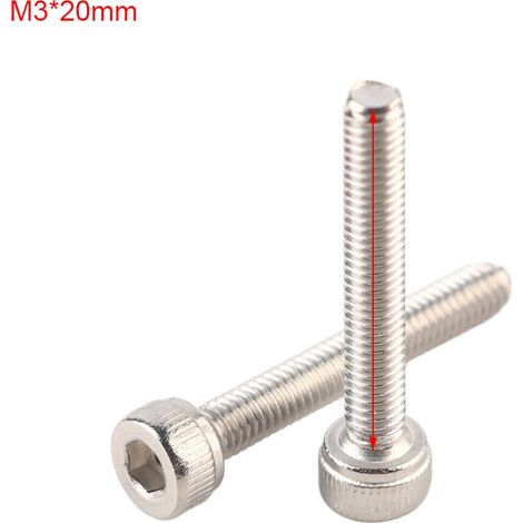 Vis de fixation à tête cylindrique creuse hexagonale en acier inoxydable SS304, filetage métrique M3 x 20 mm, lot de quincaillerie (1/5)