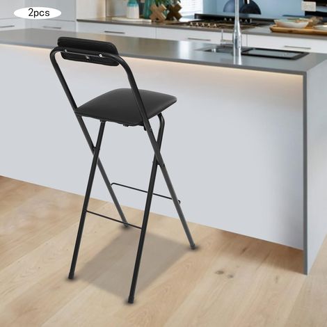 2 PCS chaise de bar pliante, hauteur de 75 cm, économiser de l'espace chaise de bar avec dossier, charge maximale de 125 kg, 42 48 105cm (1/5)