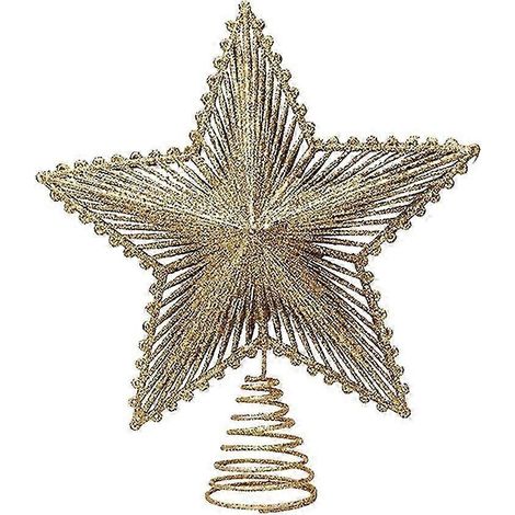 Décorations de Noël, étoile de Noël dorée pour sapin, guirlande lumineuse pour décorer le sapin de Noël (1/5)
