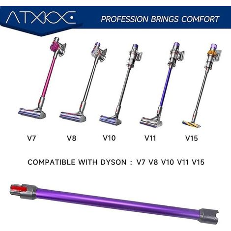 Tube d'extension de remplacement à dégagement rapide compatible avec les aspirateurs balais Dyson V7, V8, V10, V11 et V15, tube d'aspiration de remplacement, 72 cm, violet. (1/3)