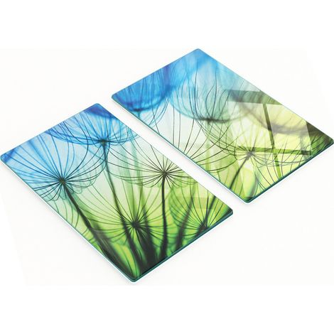 Tableros de vidrio con estampado decorativo de diente de le贸n colorido, 2x30x52 cm.