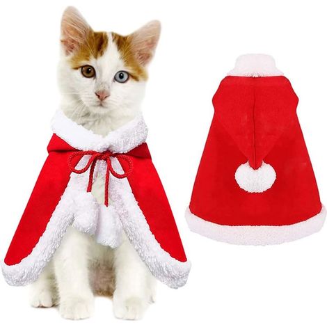 Christmas Costume for Dogs, Cats, Cape Accessory Outfit Christmas Costume for Pet, Red Clothes Collar Christmas Decoration for Small Dogs Cats (1/5)