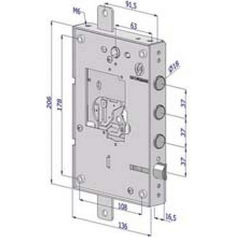 1PZ SERRATURA TRIPLICE APPLICARE PER PORTE BLINDATE NUDA SENZA CUORE INTERNO 37 25 - DX (2501DCR0337)