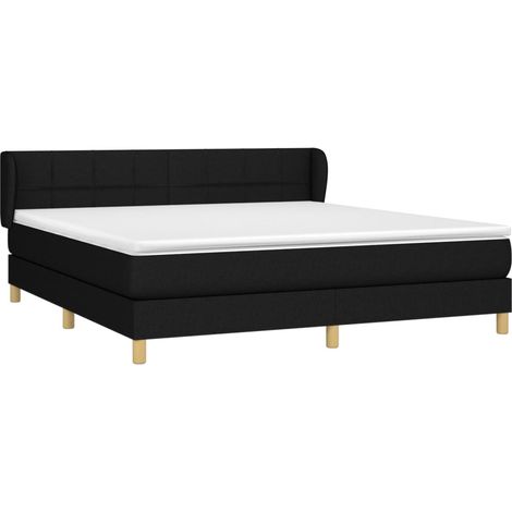 Sommier à lattes de lit avec matelas Noir 160x200 cm Tissu vidaXL (1/5)