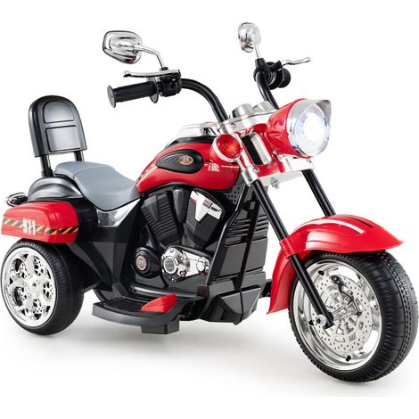 Moto elettrica chopper 91 x 48 x 64 cm 3 ruote ricaricabile avanti/indietro stile moderno nero e rosso PP 200012893