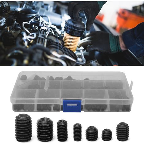 Kit de 250 Vis à Tête Hexagonale Creuse M4 M5 M6 M8 M10 en Acier au Carbone, Assortiment de Vis de Précision Noires pour Bricolage (1/3)