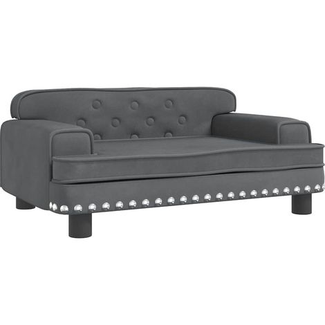 vidaXL Kinder-Couch dunkelgrau 70x45x30 cm Velours (1/5)