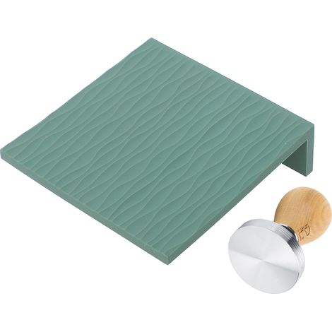 Ensemble de tasseur à café 58 mm, manche en hêtre, marteau à café, tapis de tassage gaufré, vert, pour la maison et le café (1/5)