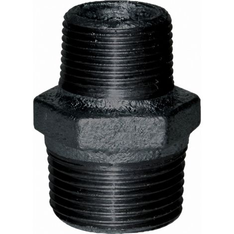 Reduzierter Nippel 26x34 / 15x21, doppeltes Außengewinde schwarz
