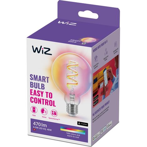 ampoule LED connectée E27, format globe, 40W, couleurs (1/5)