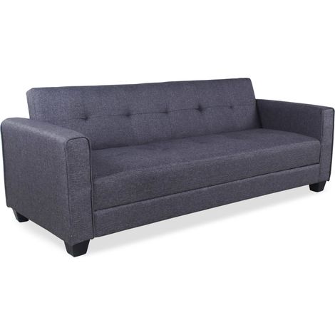 Cotecosy – Canapé convertible 3 places clic-clac – Tissu velours gris foncé – Dimensions L200 x P78 x H78 cm – Confort optimal avec accoudoirs larges (1/4)