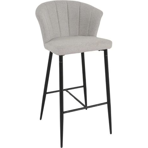 Tabouret de bar en tissu gris clair avec piètement métal – MONTREAL (1/5)