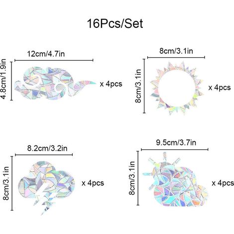 Lot de 16 autocollants pour fenêtre « Capture de soleil arc-en-ciel », autocollants anti-collision, autocollants d'avertissement pour les oiseaux (1/5)