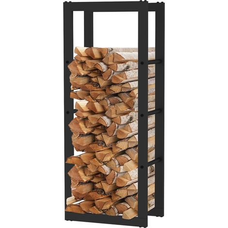 Kekai Rack I Holzregal für den Innenbereich  40x25x100 cm  Holzlager mit verzinktem Stahlrahmen, Farbe Schwarz