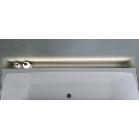 NIX Poche de baignoire en acier inoxydable avec drain, 183 cm, montée en alcôve (1/4)