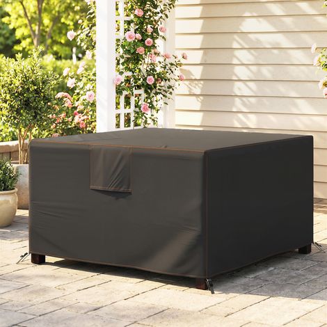 Housse de protection pour mobilier de jardin, résistante à l'hiver, imperméable et anti-UV, en tissu Oxford 420D, 125 x 125 x 74 cm, noire (1/5)