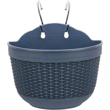 Pot de fleurs suspendu en plastique avec crochets Pour jardin, balcon, terrasse, extérieur 21 x 13,5 cm, Bleu (1/3)