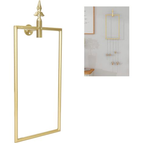 Porte-serviettes mural rectangulaire style nordique, accessoire de salle de bain doré (1/5)