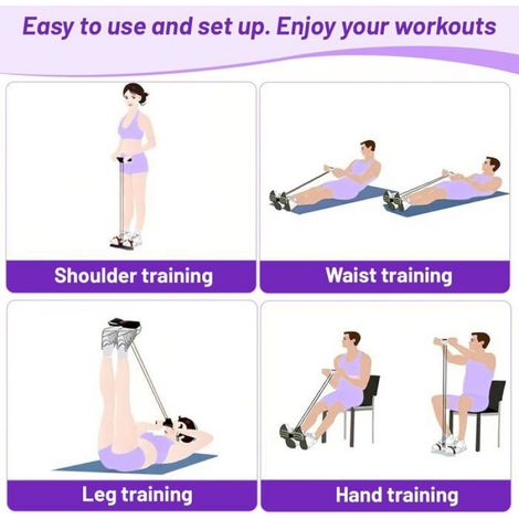 Resistance Band Pedal – – 6 Tubes High Tensile Strength – Pour le Fitness à Domicile et la Remise en Forme – Violet (1/5)