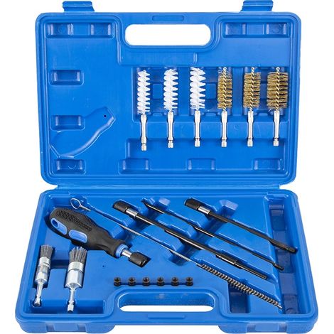 Reinigungsbürsten-Set, 19-teilig, Werkzeuge zur Entfernung von Kohlenstoffablagerungen, Blau (1/2)