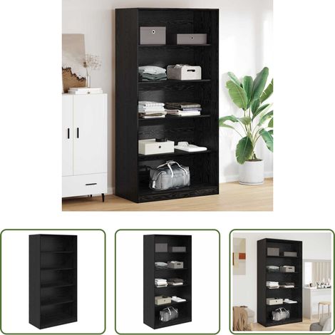 Schrank - Kleiderschrank mit Regal Schwarz Eichen-Optik 100 x 50 x 200 cm (1/5)