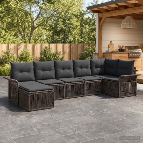 Set Divano da Giardino 7 pcs Grigio polyrattan vidaXL (1/5)