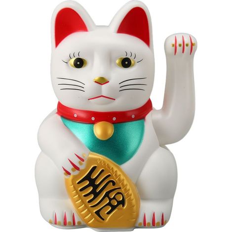 Chat Porte-Bonheur Blanc 6 Pouces Figurine Électrique Chat Maneki Neko pour Maison Cadeau Ouverture Magasin 0256C (1/5)