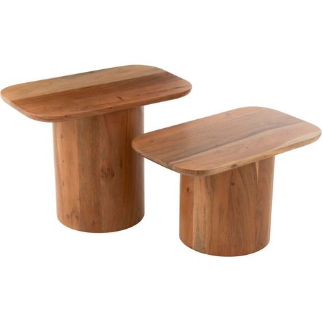 Lot de 2 tables basses 60x35 cm en bois d'acacia naturel