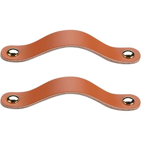Poignée Meuble - Cuir - 165 x 25 mm - Pas de Fixation 128 mm - Pour Armoire Commode Cuisine Salle de Bain - 2 Pièces