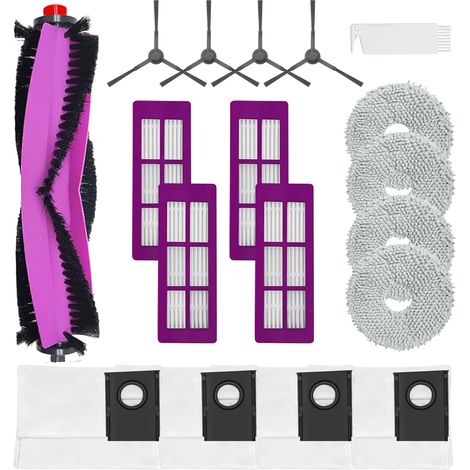 Juego de accesorios de repuesto para la aspiradora robot Eureka J15 PRO Ultra, juego de 18 piezas (1 cepillo principal + 4 cepillos laterales + 4 filtros + 4 bolsas para polvo + 4 mopas). (1/5)