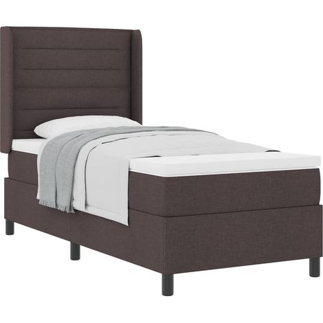 Maison Exclusive - Lit à ressorts avec matelas Marron foncé 200 x 90 cm tissu (1/5)