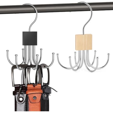 Lot de 2 porte-cravates en métal rotatif à 360 ° pour accessoires de placard (1/4)