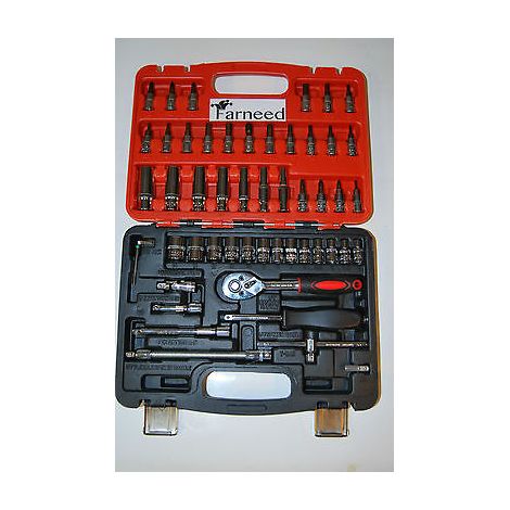 CASSETTA SET CHIAVI BUSSOLA CON CRICCHETTO 53 PEZZI CHROME VANADIUM IN VALIGETTA