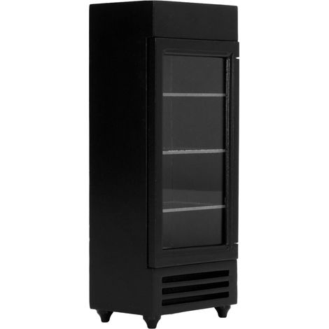 Réfrigérateur vertical pour maison de poupée à l'échelle 1:12, en bois, haute simulation, couleurs vives, distributeur automatique pour maison de poupée à monter soi-même, noir (1/5)